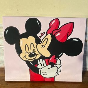 Mickey & Minnie Mouse kiss painting 8x10